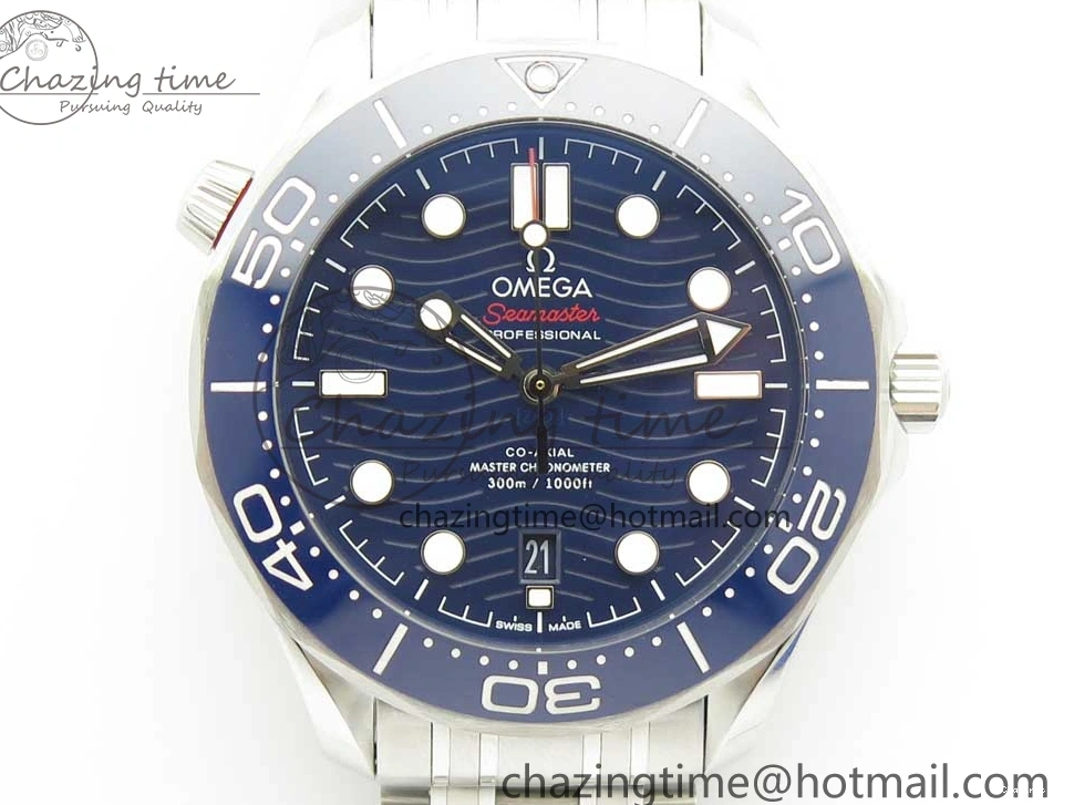 0424 ZeroBulk 2018 Seamaster Diver 300M OMF Best Edition Blue Ceramic Blue Dial on SS Bracelet A8800 (Black Balance Wheel) 7957